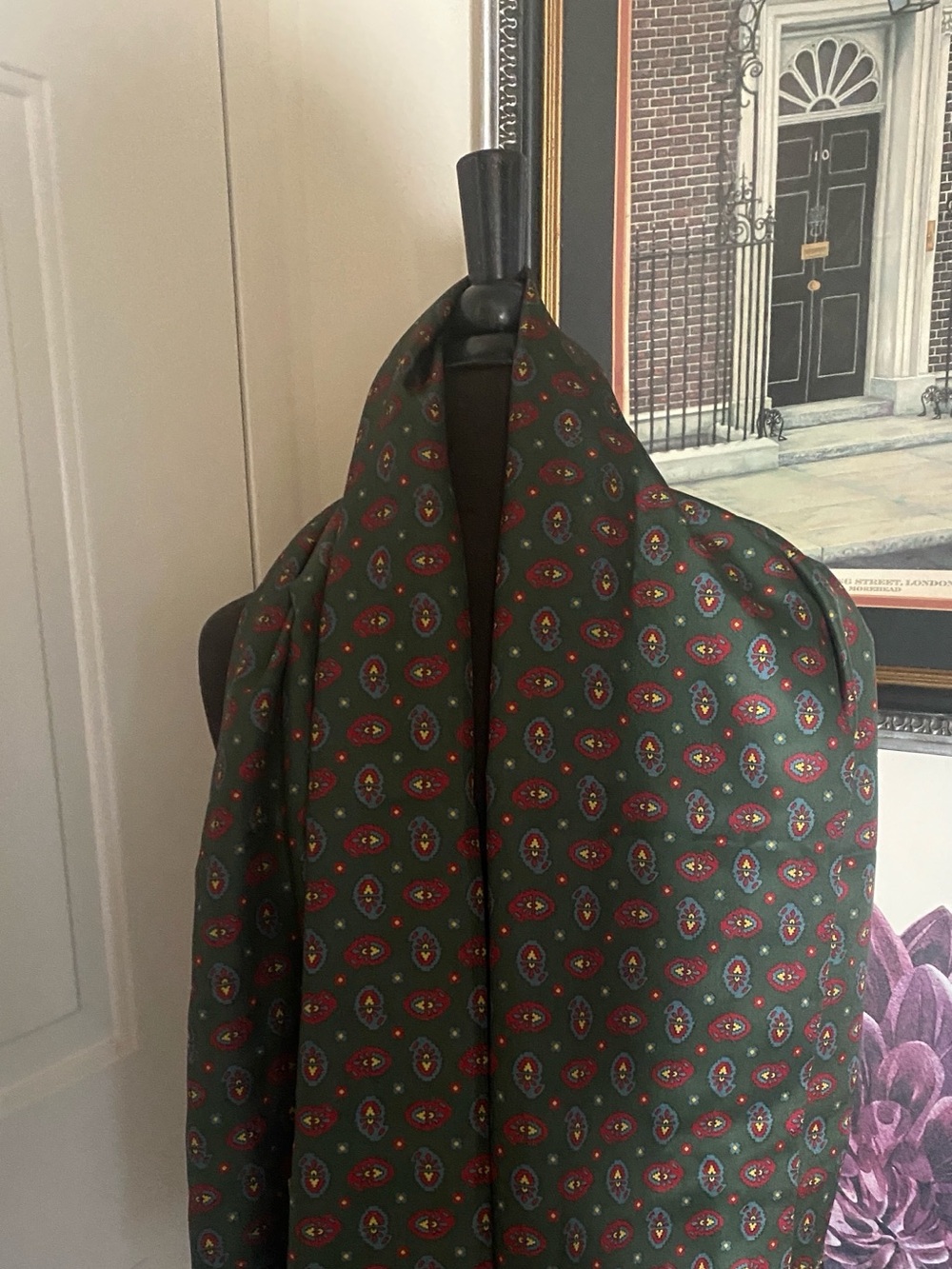Vintage Cisco Green Silk Fringed Gentlemans Scarf